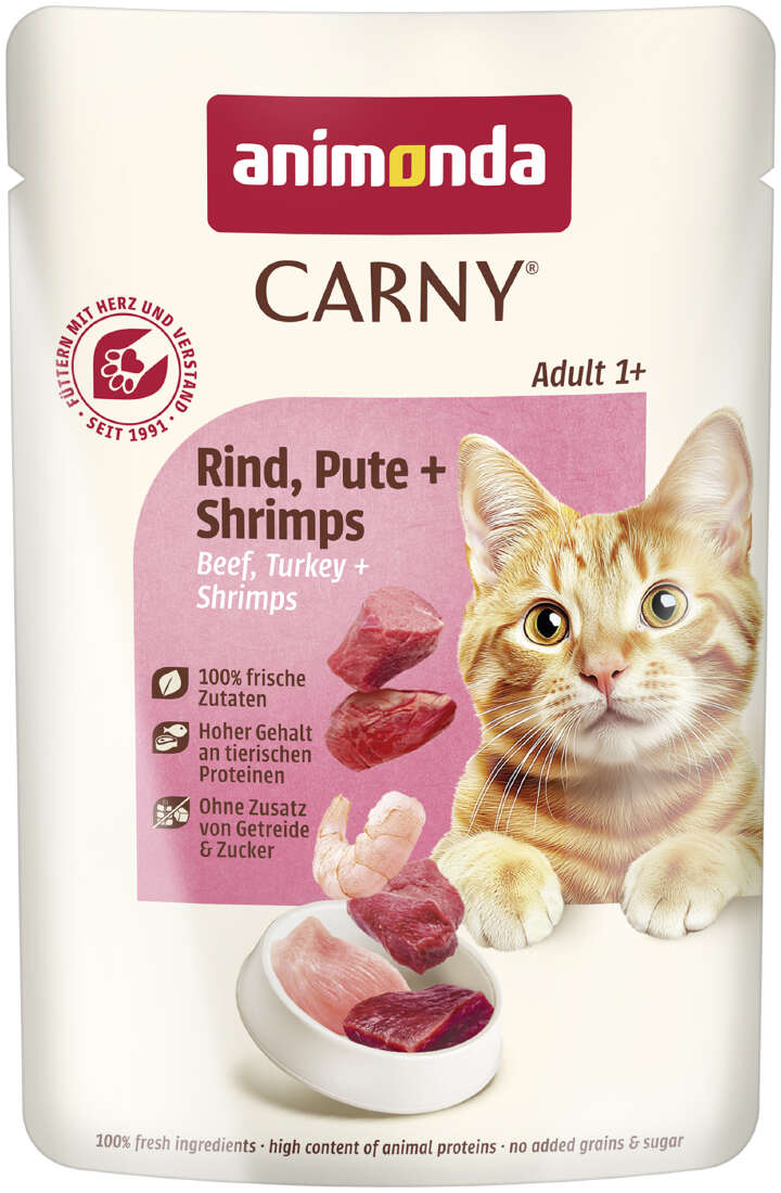 animonda Katzen-Nassfutter Rind, Pute und Shrimps